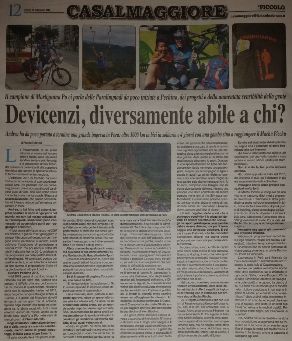 Il Piccolo – 10/09/2016